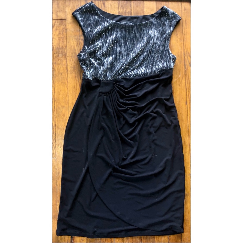 Black and Silver Metallic Connected Dress